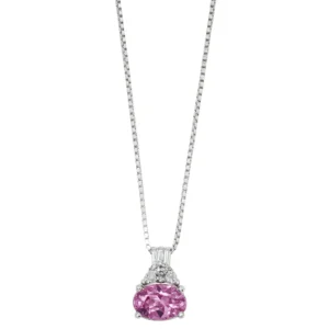 Natural, Pink Oval Sapphire Necklace