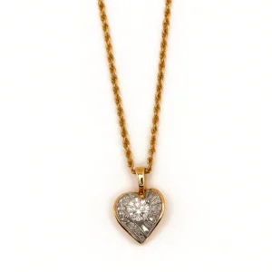 Round Brilliant Cut Diamond Heart-Shape Necklace