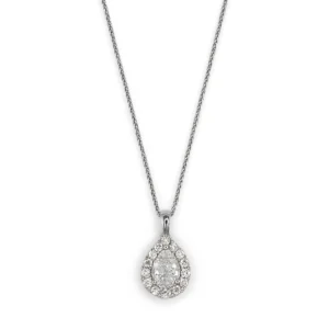 Romantic Pear Halo Diamond Necklace