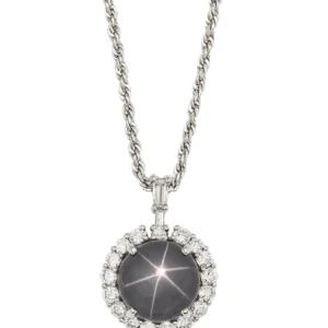 Dreamer's Star Sapphire Necklace with White Gold Chain