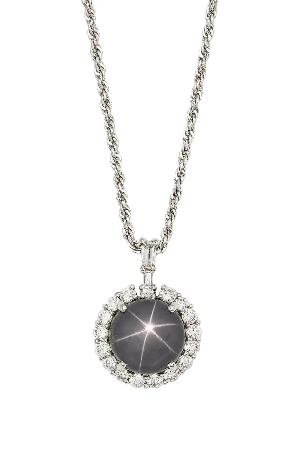 Dreamer's Star Sapphire Necklace with White Gold Chain