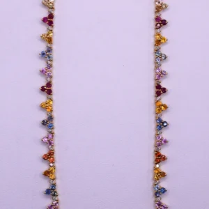 Natural, Rainbow Sapphire Necklace 14K Gold