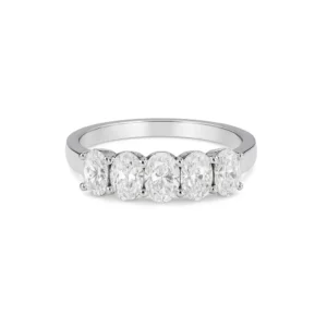 5-Oval Stone, Diamond Wedding Band