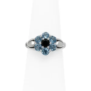 Antique Cut Circular Aquamarine Floral Ring