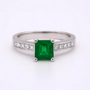 Modern, Colombian Emerald and Diamond Ring