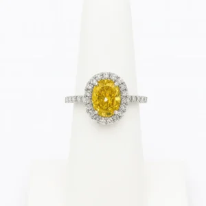 Dazzling, Vivid Yellow Diamond Halo Ring