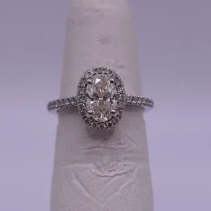Natural, Brilliant Oval Diamond Halo Engagement Ring