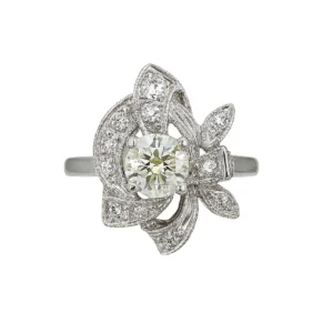 Vintage, Floral Diamond White Gold Ring