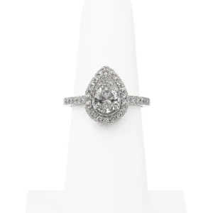 Natural, Tear Drop Brilliant Cut Diamond Halo Ring