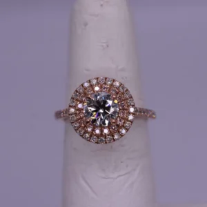 Double Halo Diamond Rose Gold Engagement Ring