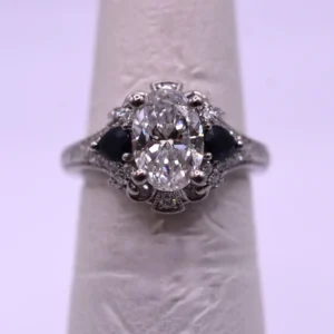 Show-Stopper Oval Diamond & Pear Sapphire Ring