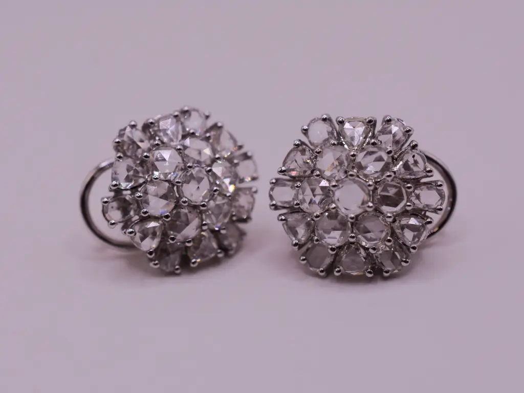 Rose-Cut Diamond Cluster Earrings