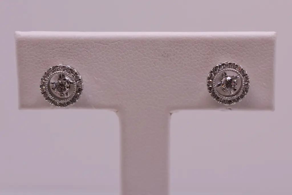 Elegant, Natural Diamond Halo Stud Earrings