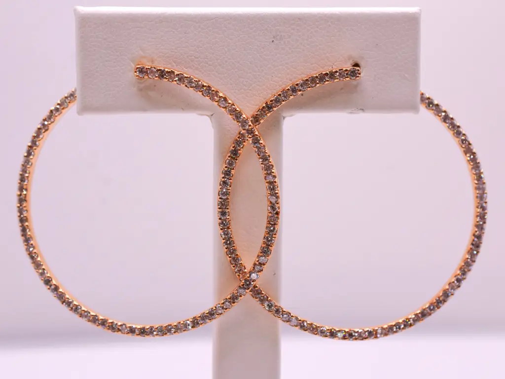 Showstopper Rose Gold Diamond Hoop Earrings - Image 2