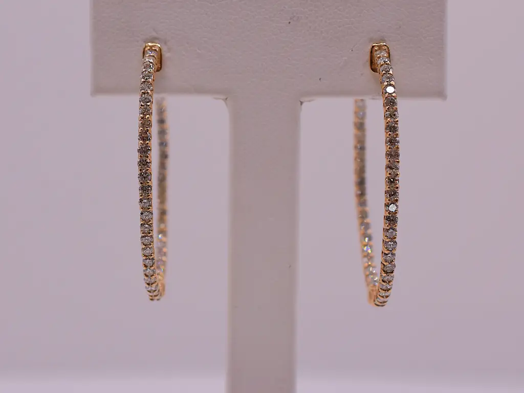 Inside Out Oval Diamond Hoop Earrings - Image 2