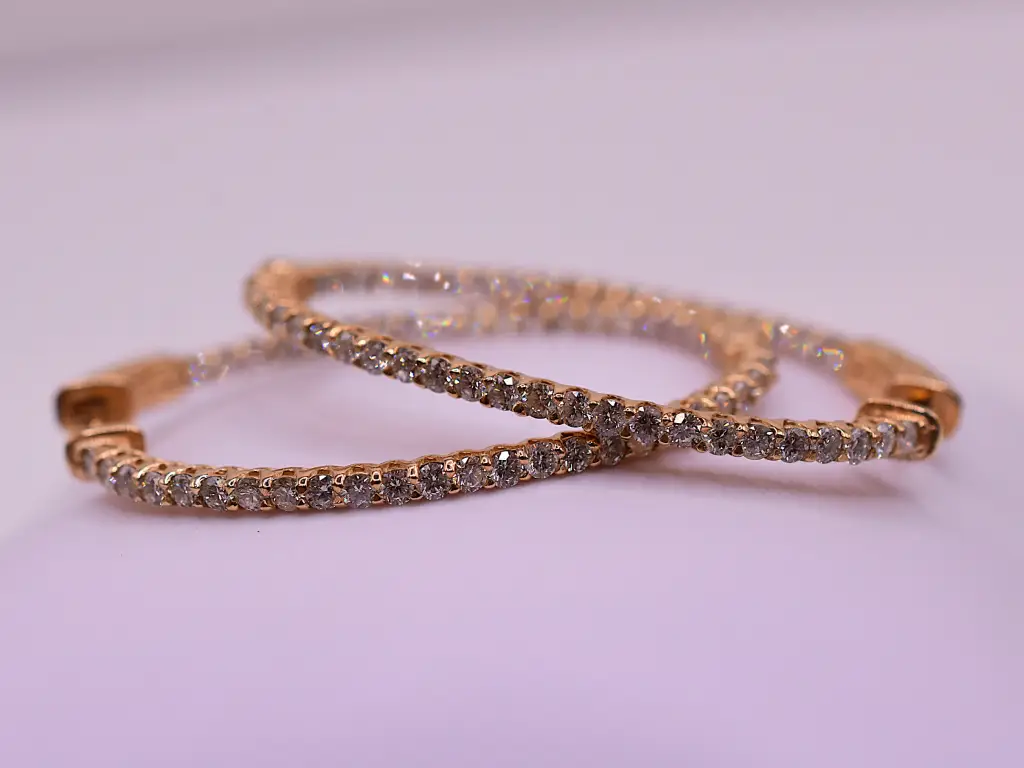 Inside Out Oval Diamond Hoop Earrings