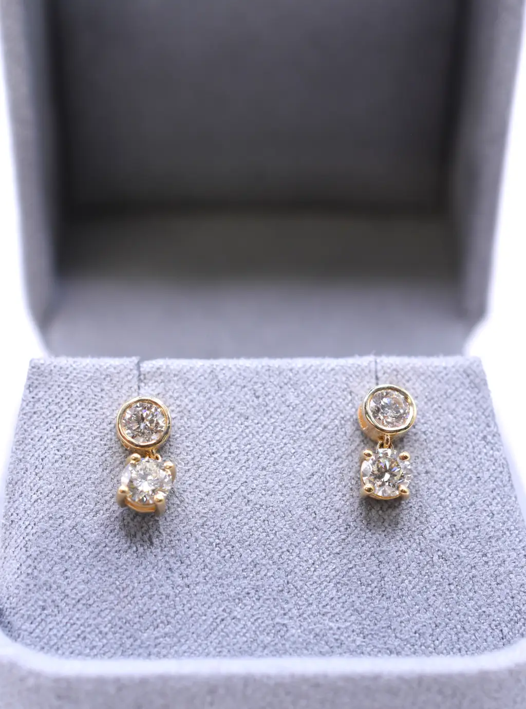 Me and You Diamond Dangle Stud Earrings - Image 2