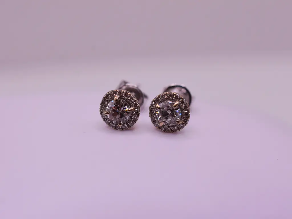 Diamond Halo Stud Earrings