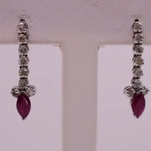 Natural Diamond and Ruby Anniversary Dangle Earrings