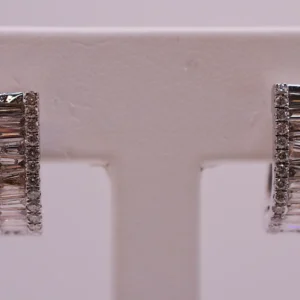 Natural Baguette and Round Diamond Dangle Earrings