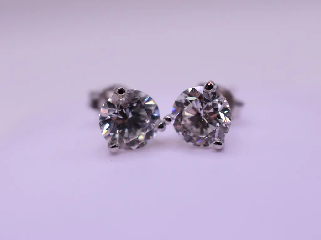 1-Carat Each Diamond Solitaire Stud Earrings