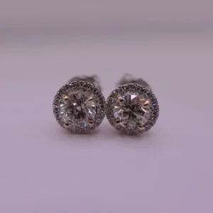 Round Brilliant-Cut Diamond Halo Earrings