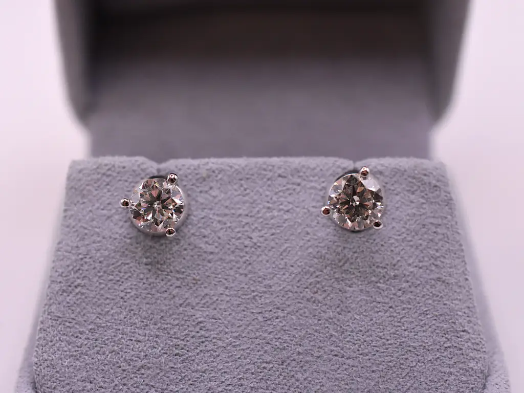 Martini Solitaire Diamond Stud Earrings - Image 2