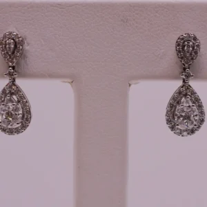 Teardrop Halo Diamond Dangle Earrings